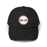 Corvette C1 Flag Logo Distressed Cap, One size adjustable hideaway strap.