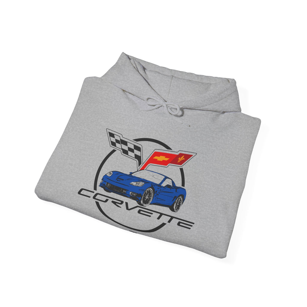 Custom Chevy C6 Corvette Hoodie, Personalized Blue Car Color Sweatshirt, Unisex Pullover for Car Enthusiasts, Great Gift for Corvette Fans