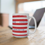 C6 Corvette Distressed American Flag 15oz Patriotic Coffee Mug