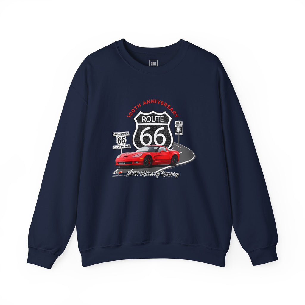C6 Corvette Route 66 100th Anniversary Cotton Blend Sweatshirt – Legends of the Road, Perfect for the Corvette Fan