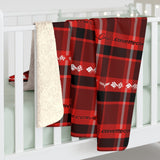 C1- C6 Flags Logo and Script Personalized Plaid Pattern Sherpa Blanket, Perfect for Chilly Days