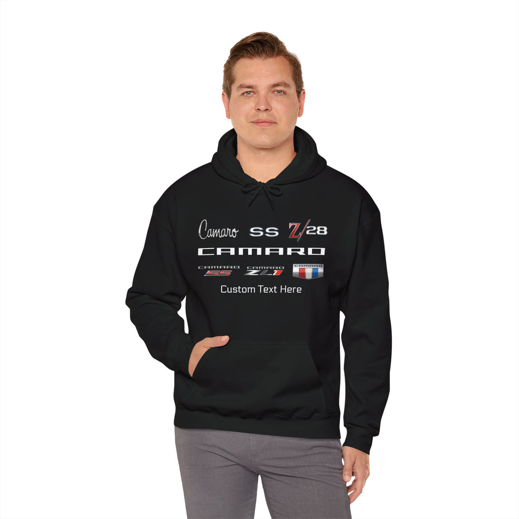 Camaro Personalized Unisex Hoodie, Pullover Sweatshirt, Featuring the Classic Camaro Logos with Custom Text