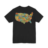 Legends of Route 66 100th Anniversary Landmark Map Design Cotton Front and Back Printed Short Sleeve Tee