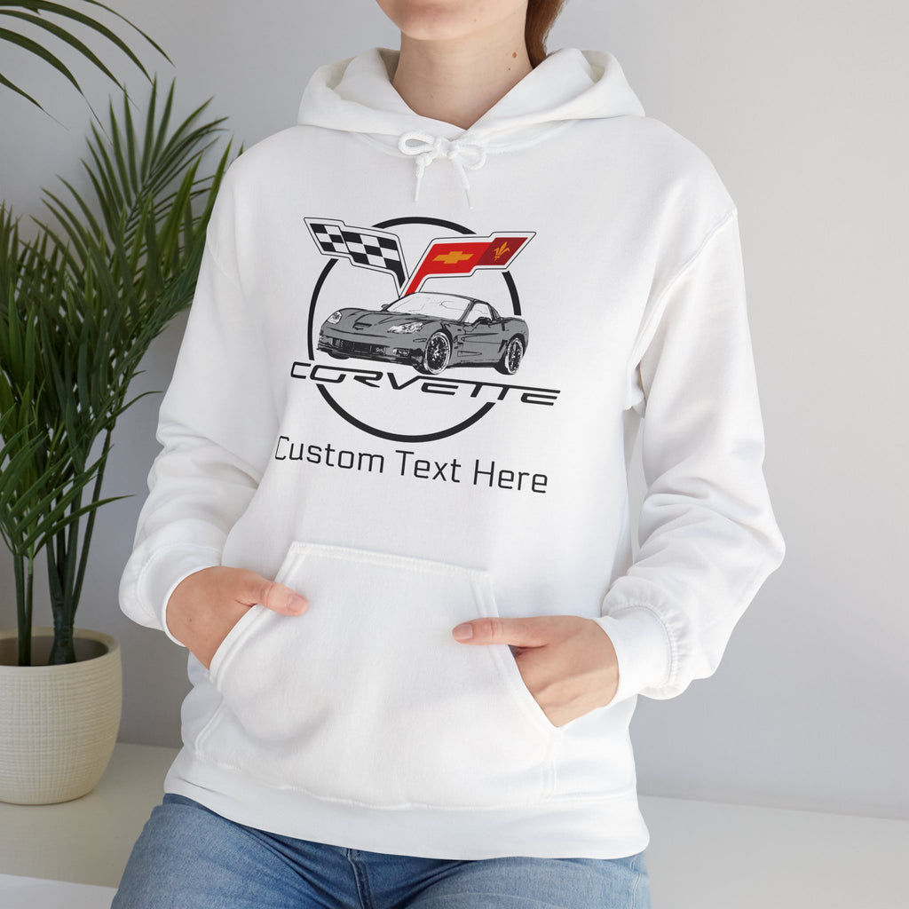 Personalized Chevy C6 Corvette Hoodie, Custom Car Color Cotton Blend Pullover Sweatshirt, Unisex Muscle Car Apparel, Gift for Corvette Fans