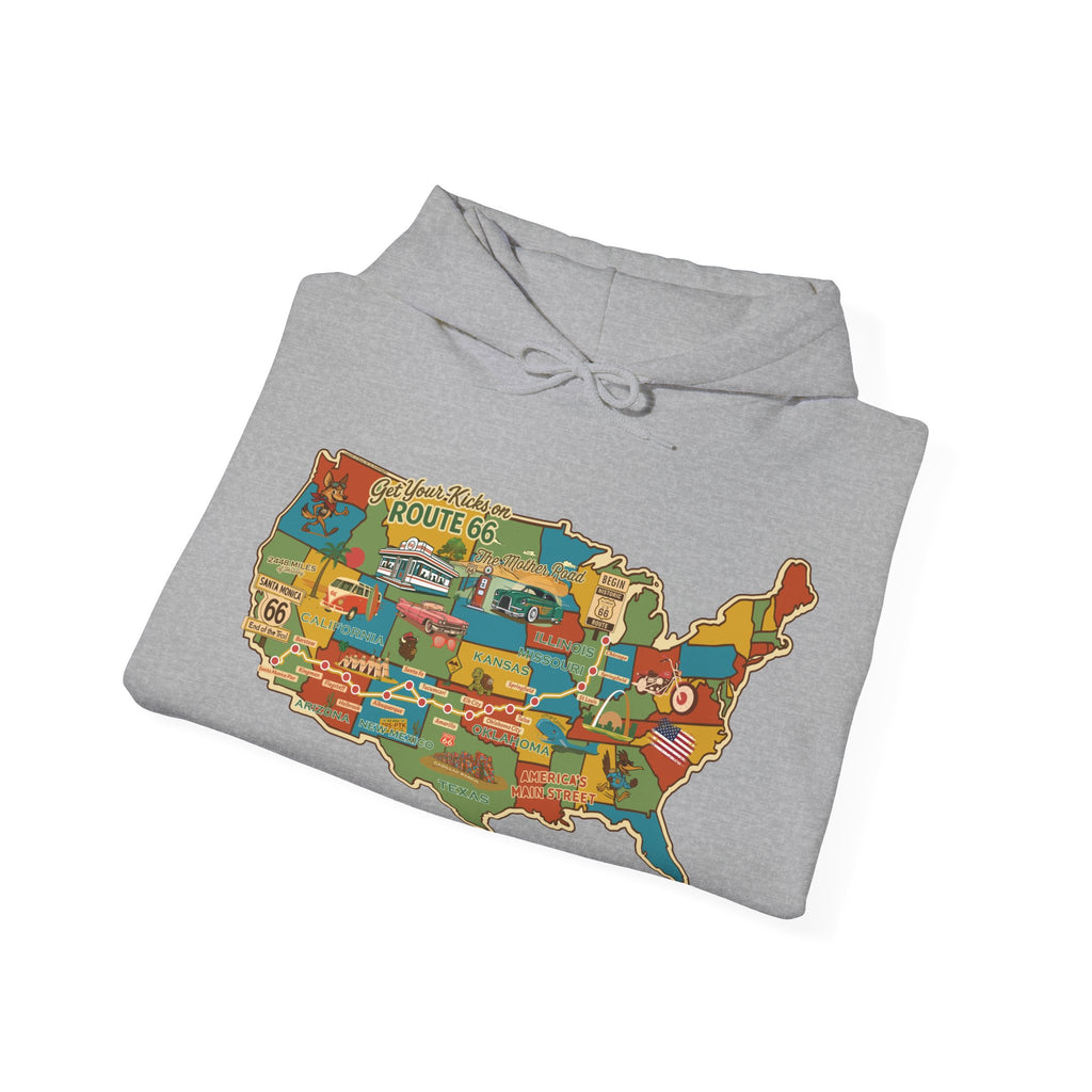Legends of Route 66 100th Anniversary USA Map Personalized Unisex Fleece Hoodie Sweatshirt