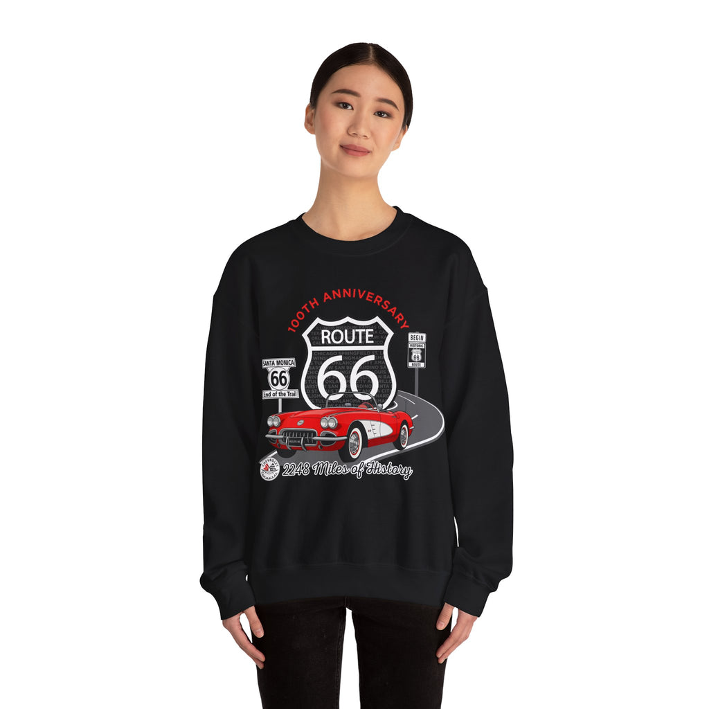 C1 Corvette Route 66 100th Anniversary Cotton Blend Sweatshirt – Legends of the Road, Perfect for the Corvette Fan