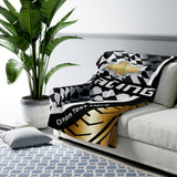 Personalized GM Racing  Checkerd Flag Gold Decorative Sherpa Blanket