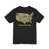 Legends of Route 66 100th Anniversary Landmark Map Design Cotton Front and Back Printed Personalized Short Sleeve Tee