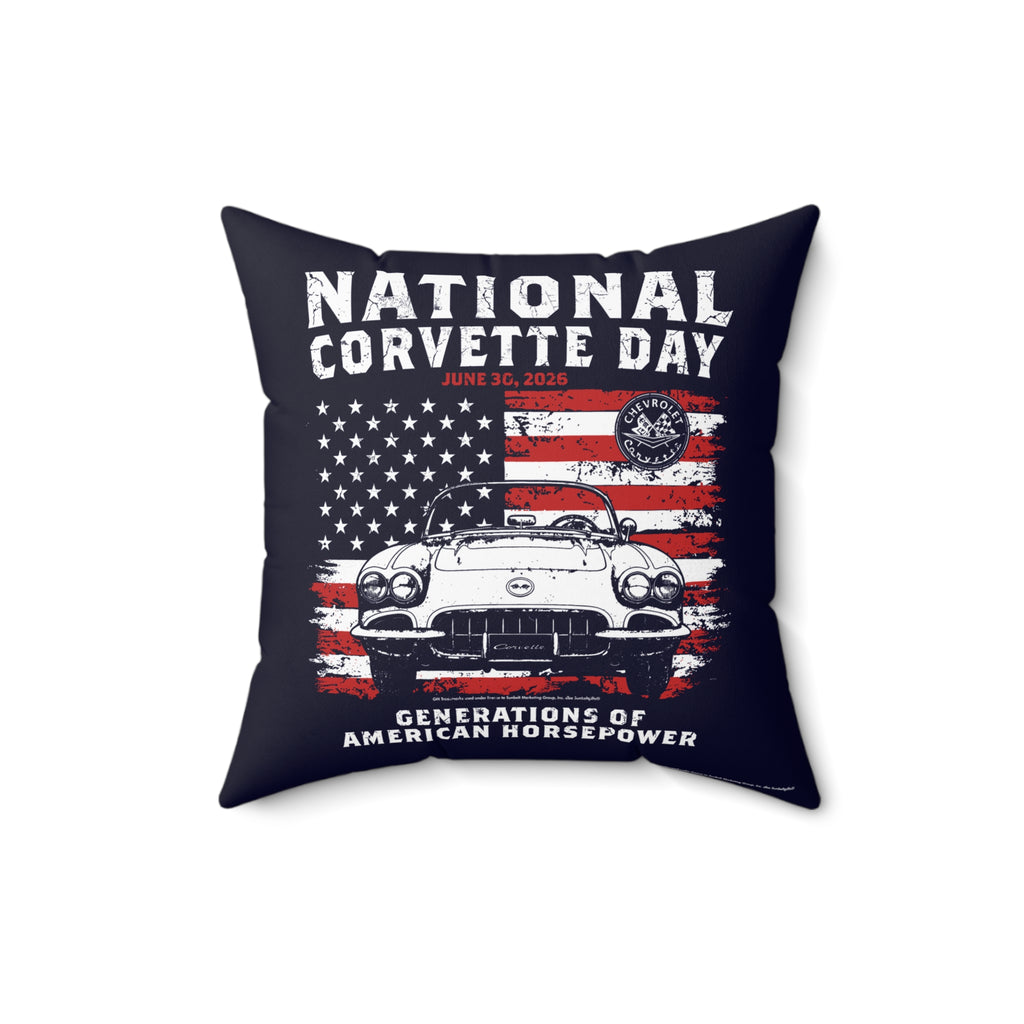 2026 National Corvette Day Limited Edition 16x16 Polyester Square Pillow- 16" x 16" (Navy or Gray)