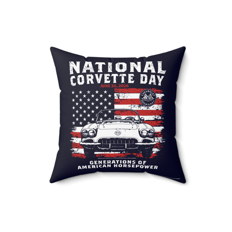 2026 National Corvette Day Limited Edition 16x16 Polyester Square Pillow- 16" x 16" (Navy or Gray)