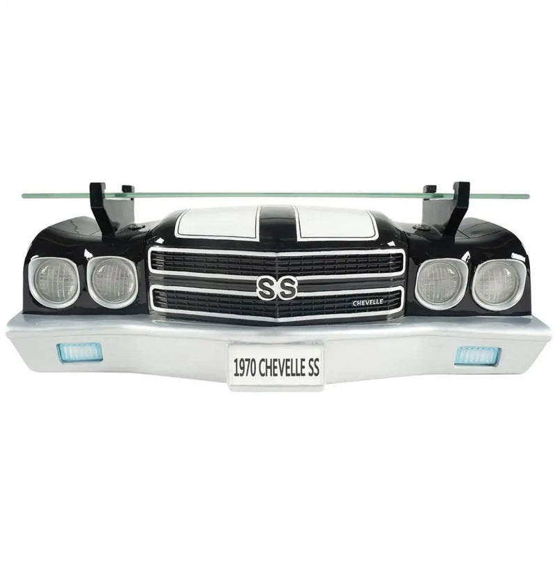1970 Chevrolet Chevelle Floating Wall Shelf, Black with White Stripes, 19.5 x 7 x 7.5 inches, Car Enthusiast Gift, Muscle Car Decor