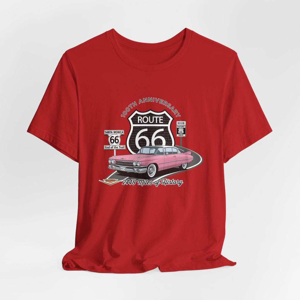 Pink Cadillac Route 66 100th Anniversary Short Sleeve Tee – Legends of the Road