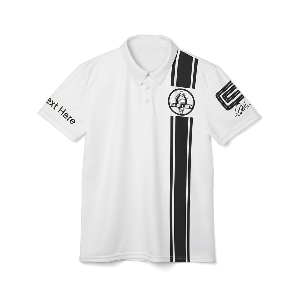 Carroll Shelby Cobra Logo Personalized White Polo Shirt, Gifts for Shelby Fans