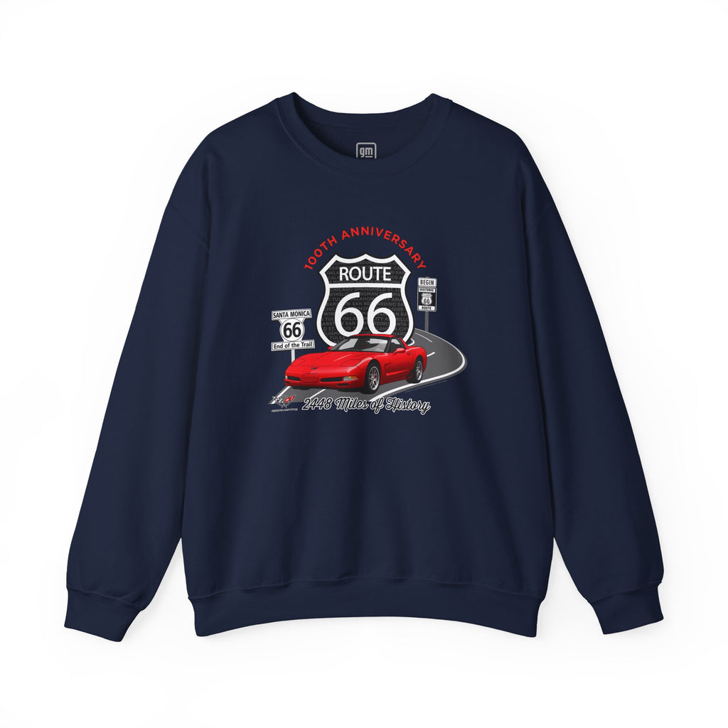 C5 Corvette Route 66 100th Anniversary Cotton Blend Sweatshirt – Legends of the Road, Perfect for the Corvette Fan