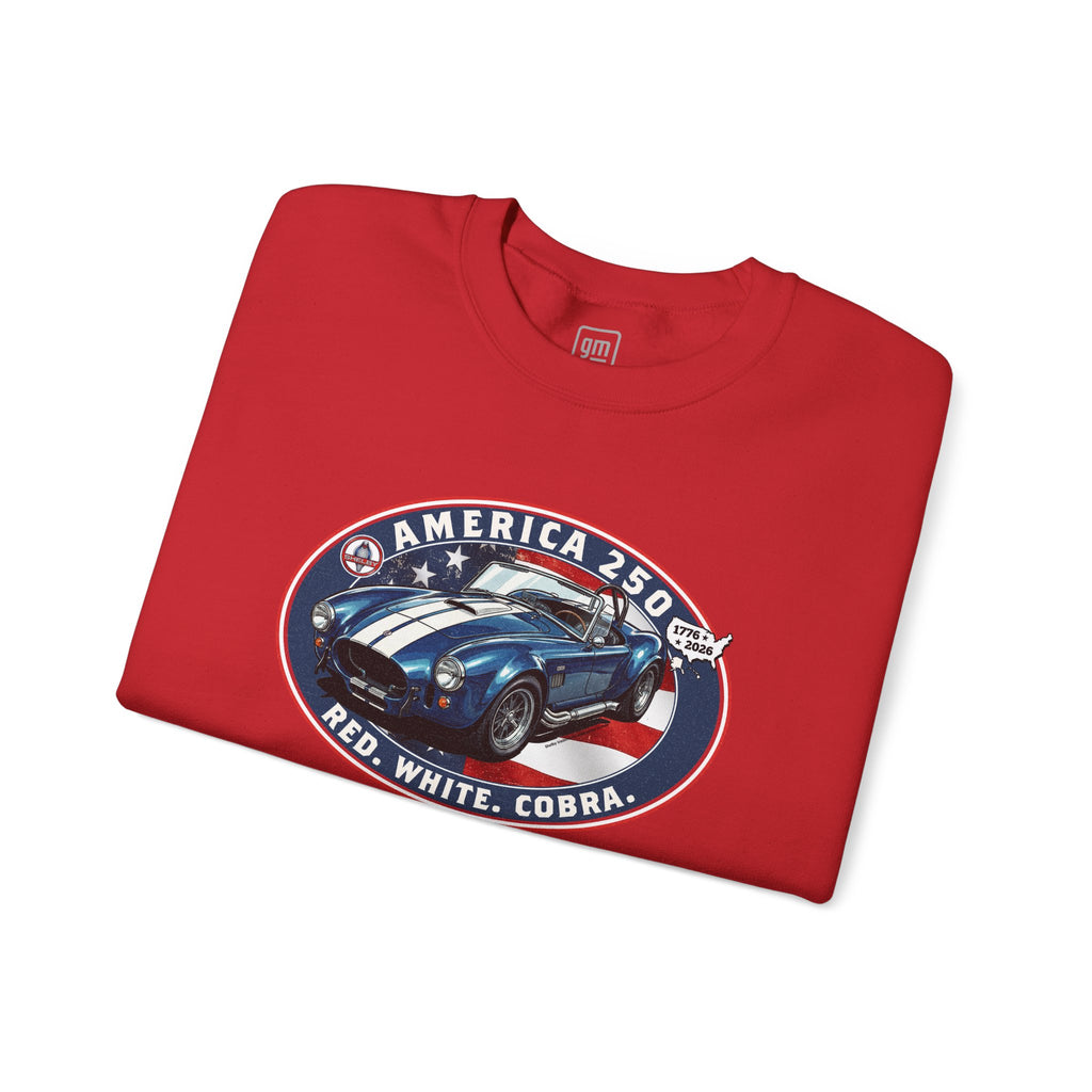 Shelby Blue Cobra 427 "Red. White. Cobra." America 250 Oval Crewneck Sweatshirt