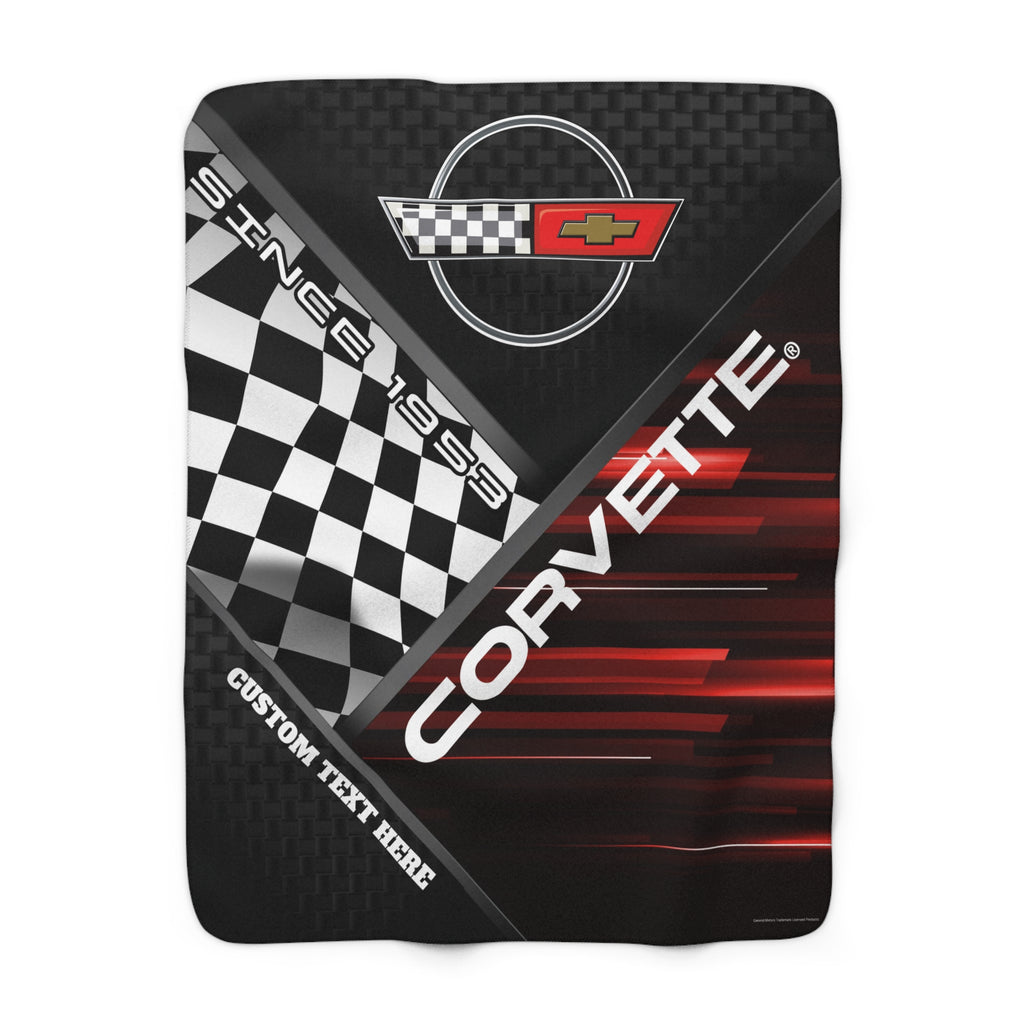 Personalized C4 Corvette Checkered Flag Racing Decorative Sherpa Blanket, Perfect for Chilly Days