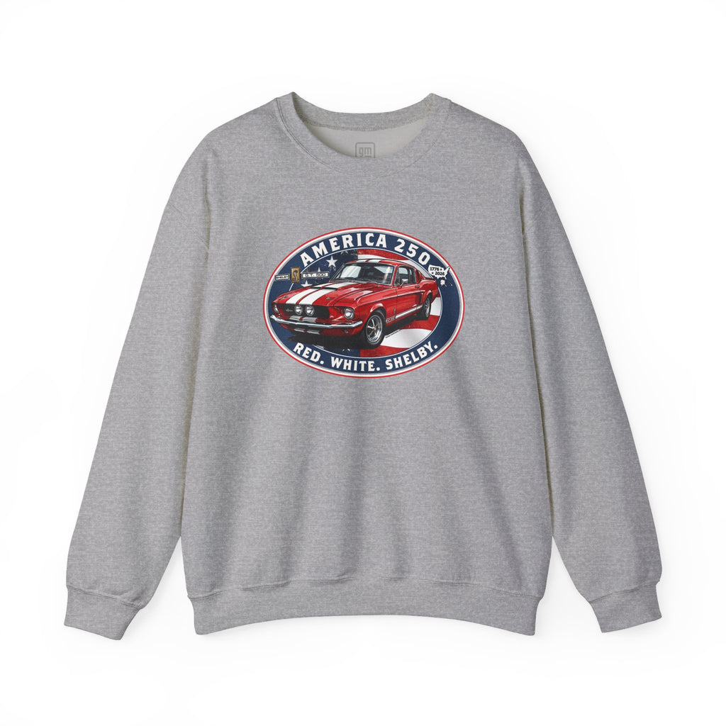 1967 Shelby GT500 "Red. White. Shelby." America 250 Oval Crewneck Sweatshirt