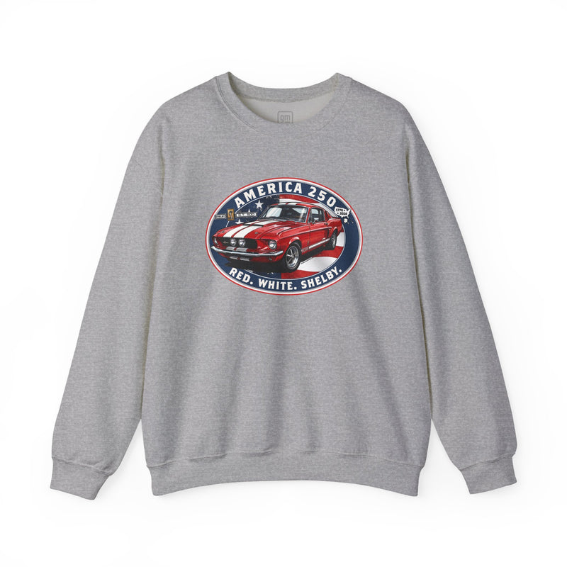 1967 Shelby GT500 "Red. White. Shelby." America 250 Oval Graphic Crewneck Sweatshirt