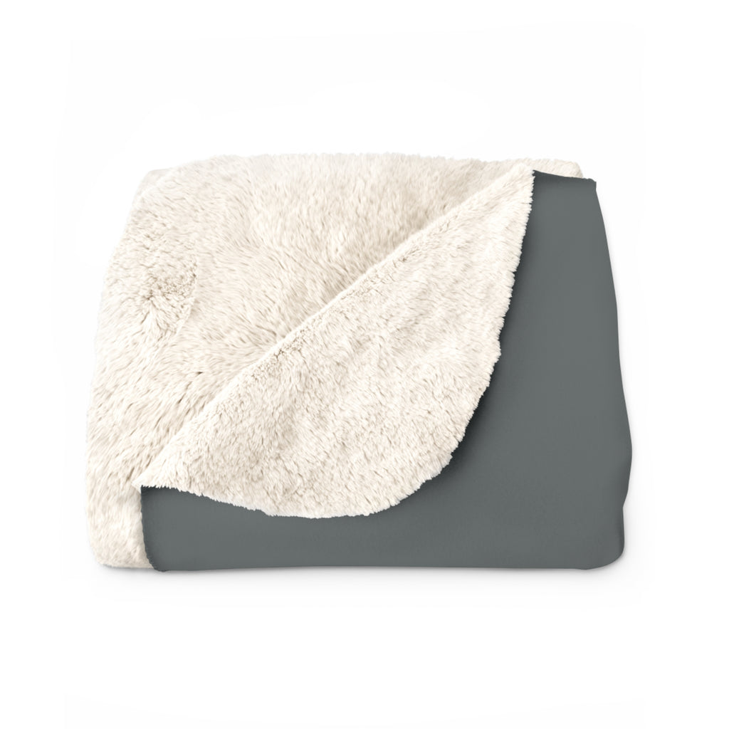 2024 Shelby Snake Stripe Carbon Fiber Personalized Sherpa Fleece Blanket, Neutral Grey Tone Color