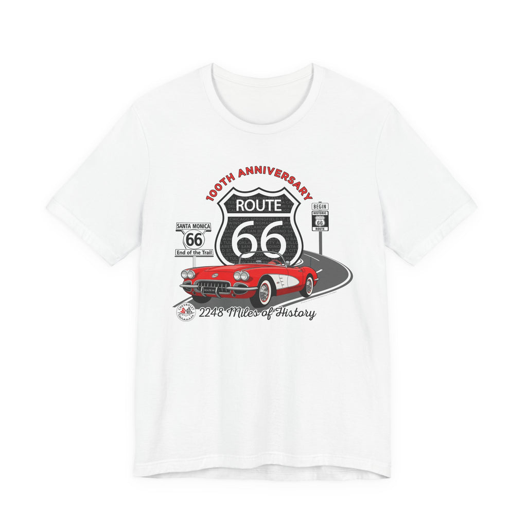 C1 Corvette Route 66 100th Anniversary Short Sleeve Tee – Legends of the Road, Perfect for the Corvette Fan