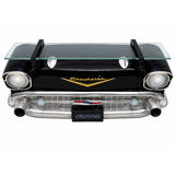 Sunbeltgifts 1957 Chevrolet Bel Air Wall Shelf, Floating Shelf, Tempered Glass, Black, 20x6.1x8 inches, Functional LED Headlights, Battery Operated, Chevy Decor, Unique Gift for Classic Car Enthusiast