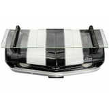 Sunbeltgifts 1969 Chevrolet Camaro SS Floating Wall Shelf, Black with White Stripes, 19.5x6x8 inches, Tempered Glass, Battery Powered LED Headlights, Chevy Car Lovers Decor, Muscle Car Fan Gift Idea