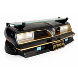 Sunbeltgifts 1977 SE Pontiac Trans AM Wall Floating Shelf, Black and Golds, 19x7.1x7.2 inches, Tempered Glass, Battery Powered LED Headlights, Car Enthusiast Gift, Classic Car Decor, Pontiac Collector