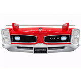 Sunbeltgifts 1966 Pontiac GTO Floating Wall Shelf, Red, 19.5x6.5x8 inches, Tempered Glass, Battery Operated LED Headlights, GTO fans, Gift for Vintage Car Enthusiasts, Man Cave Decor, Automotive Decor