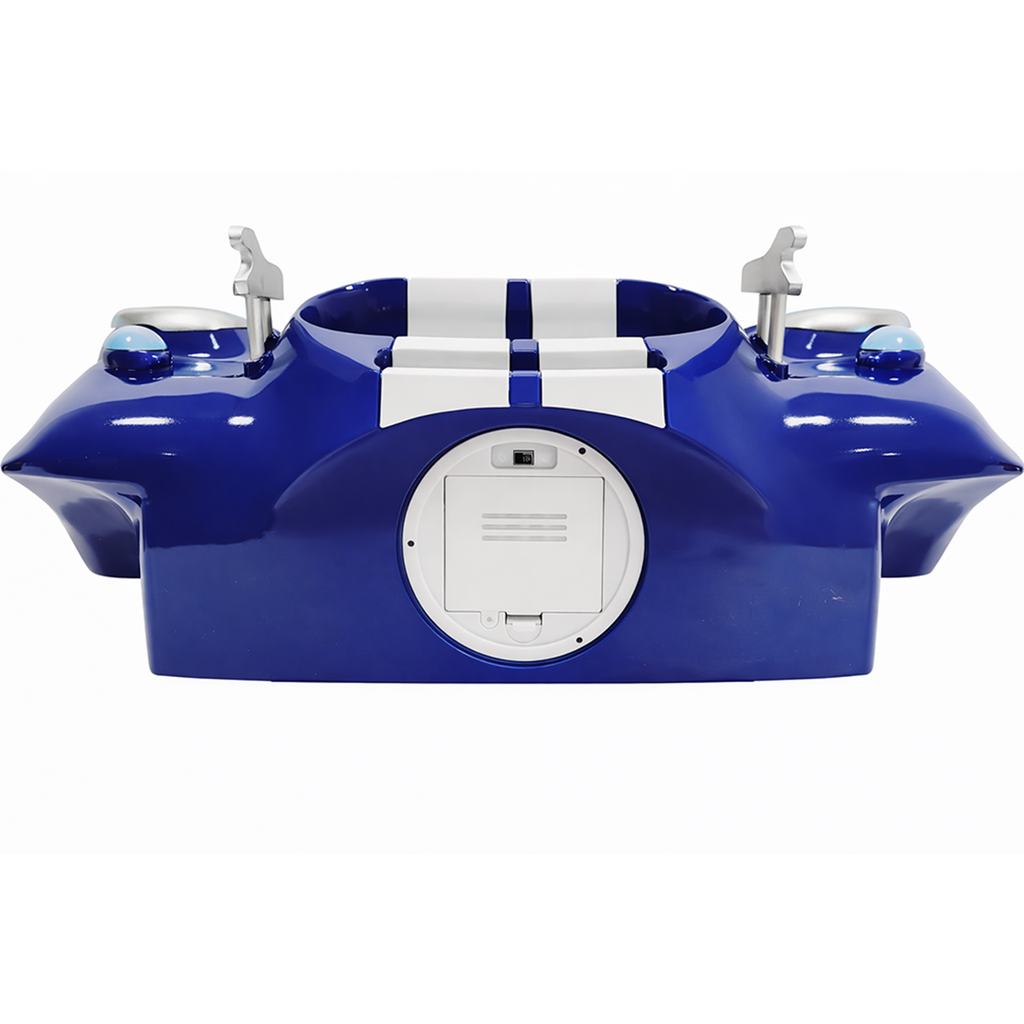 Sunbeltgifts Shelby Cobra 427 Wall Shelf, Blue with White Stripes, 19.70x8.50x10.4 inches, Tempered Glass, Battery Powered LED Headlights, Car Lover Gift, Classic Auto Decor, Cobra Collectible