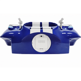 Sunbeltgifts Shelby Cobra 427 Wall Shelf, Blue with White Stripes, 19.70x8.50x10.4 inches, Tempered Glass, Battery Powered LED Headlights, Car Lover Gift, Classic Auto Decor, Cobra Collectible