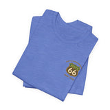 Legends of Route 66 100th Anniversary Landmark Collage Design Cotton Front and Back Printed Short Sleeve Tee