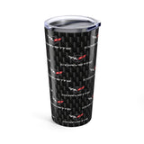 Corvette C5 Logo Repeat Pattern Carbon Tumbler 20oz | Retro Car Lover Travel Cup, Gift for Him, Car Enthusiast, Father's Day, Road Trip