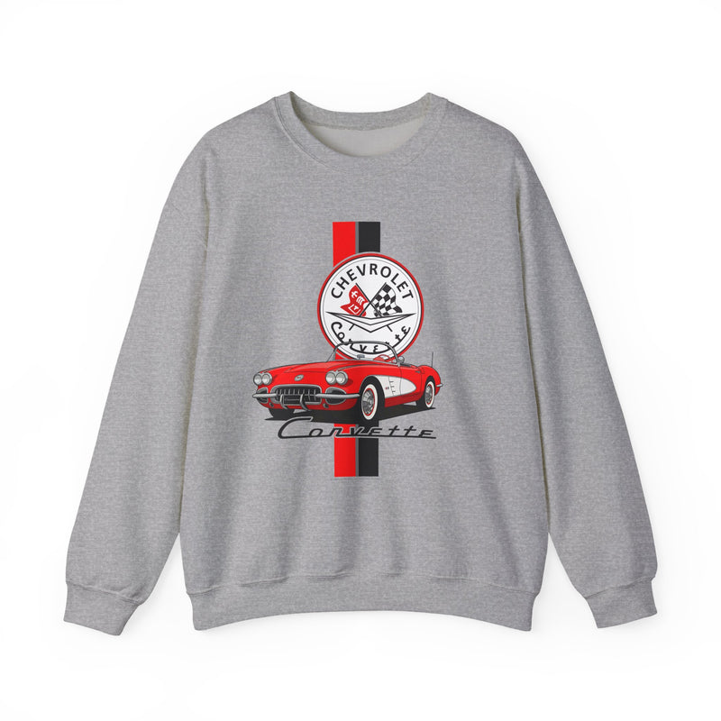 C1 Corvette Vertical Stripe Emblem Cotton Blend Sweatshirt – Legends of the Road, Perfect for the Corvette Fan