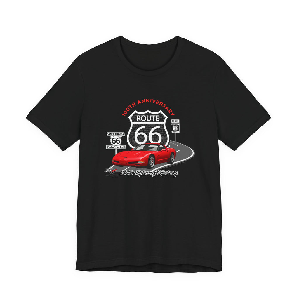 C5 Corvette Route 66 100th Anniversary Short Sleeve Tee – Legends of the Road, Perfect for the Corvette Fan