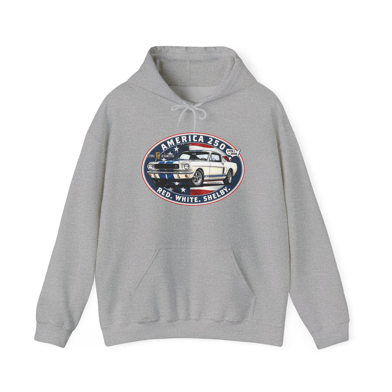 Shelby GT350 "Red. White. Shelby." America 250 Oval Pullover Hoodie