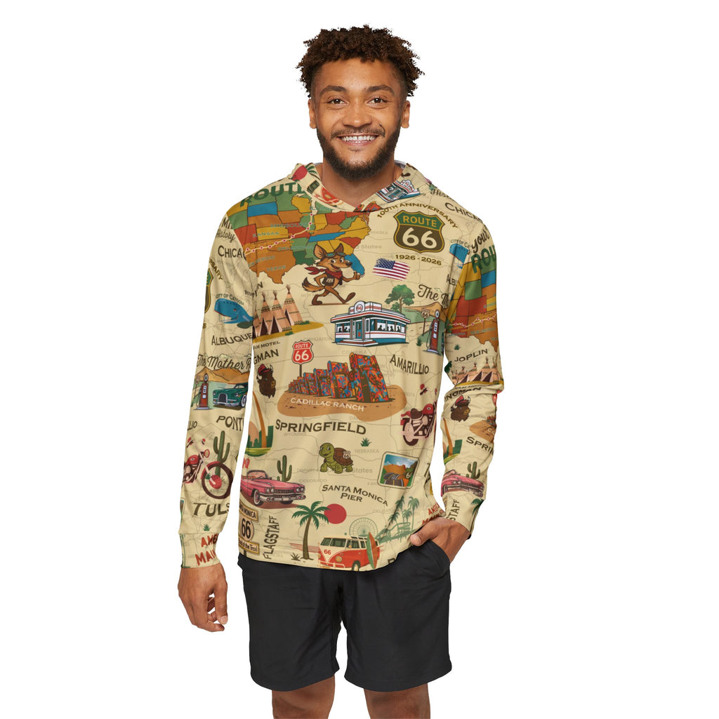 Legends of Route 66 Unisex Sports Hoodie, Cozy Warmup Pullover for Travel Lovers, Great for Gifting on Holidays and Adventures