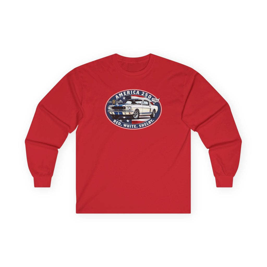 Shelby GT350 "Red. White. Shelby." America 250 Oval Long-Sleeve T-Shirt