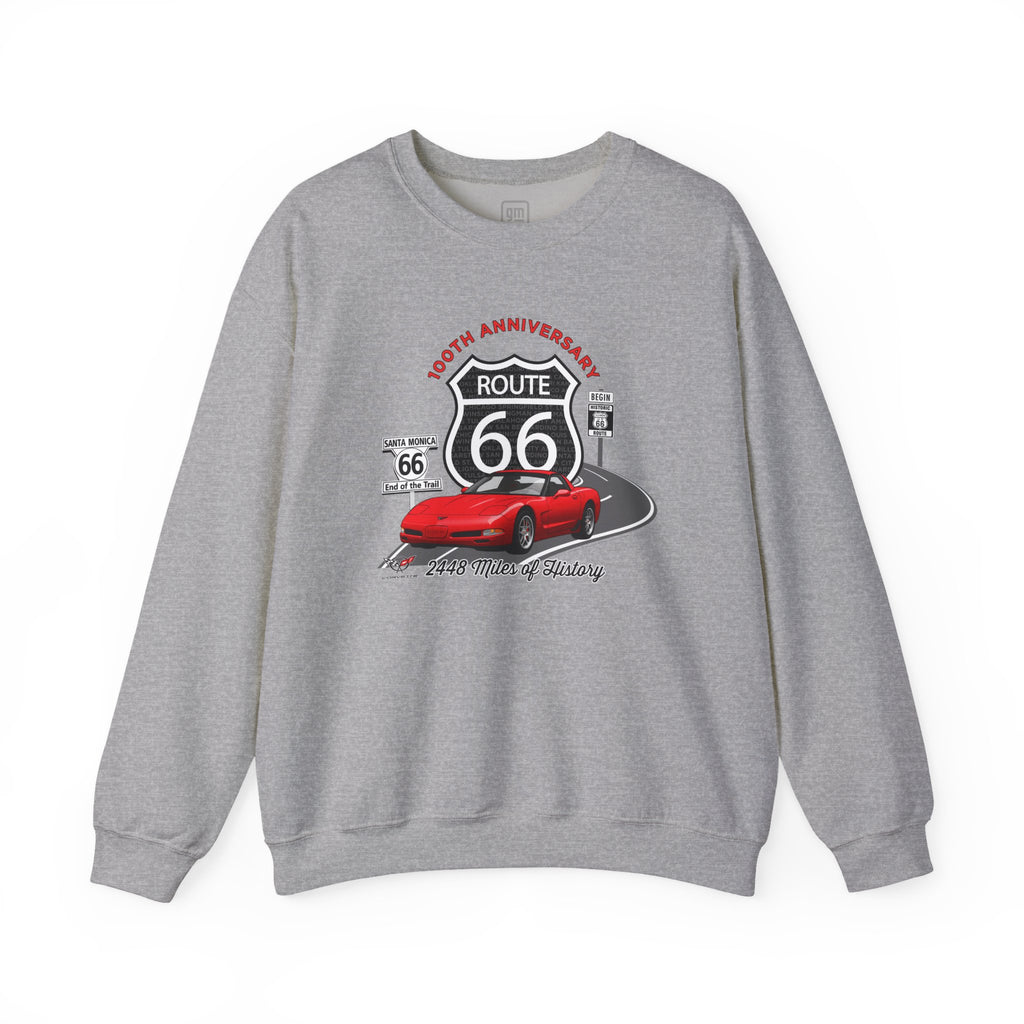 C5 Corvette Route 66 100th Anniversary Cotton Blend Sweatshirt – Legends of the Road, Perfect for the Corvette Fan