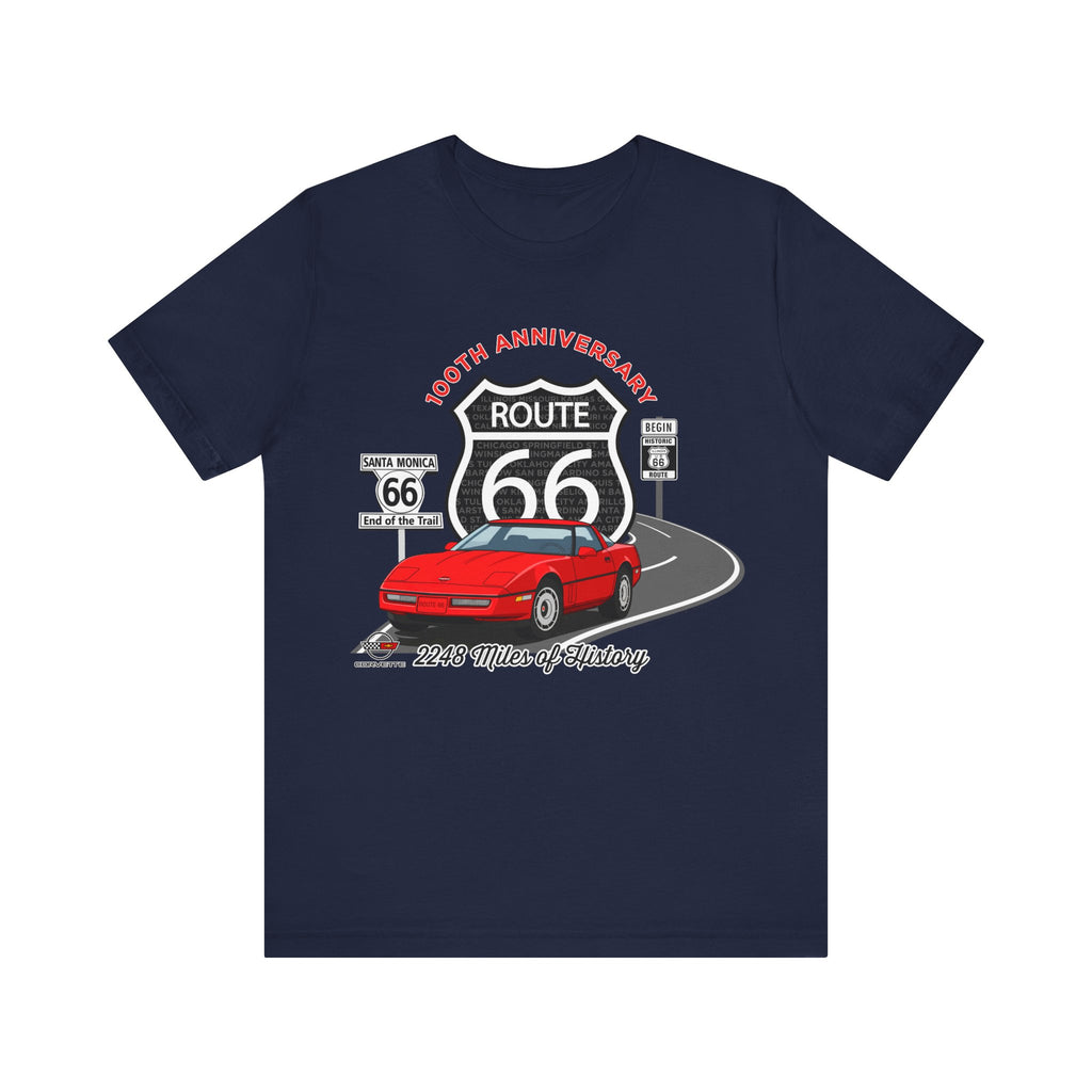 C4 Corvette Route 66 100th Anniversary Short Sleeve Tee – Legends of the Road, Perfect for the Corvette Fan