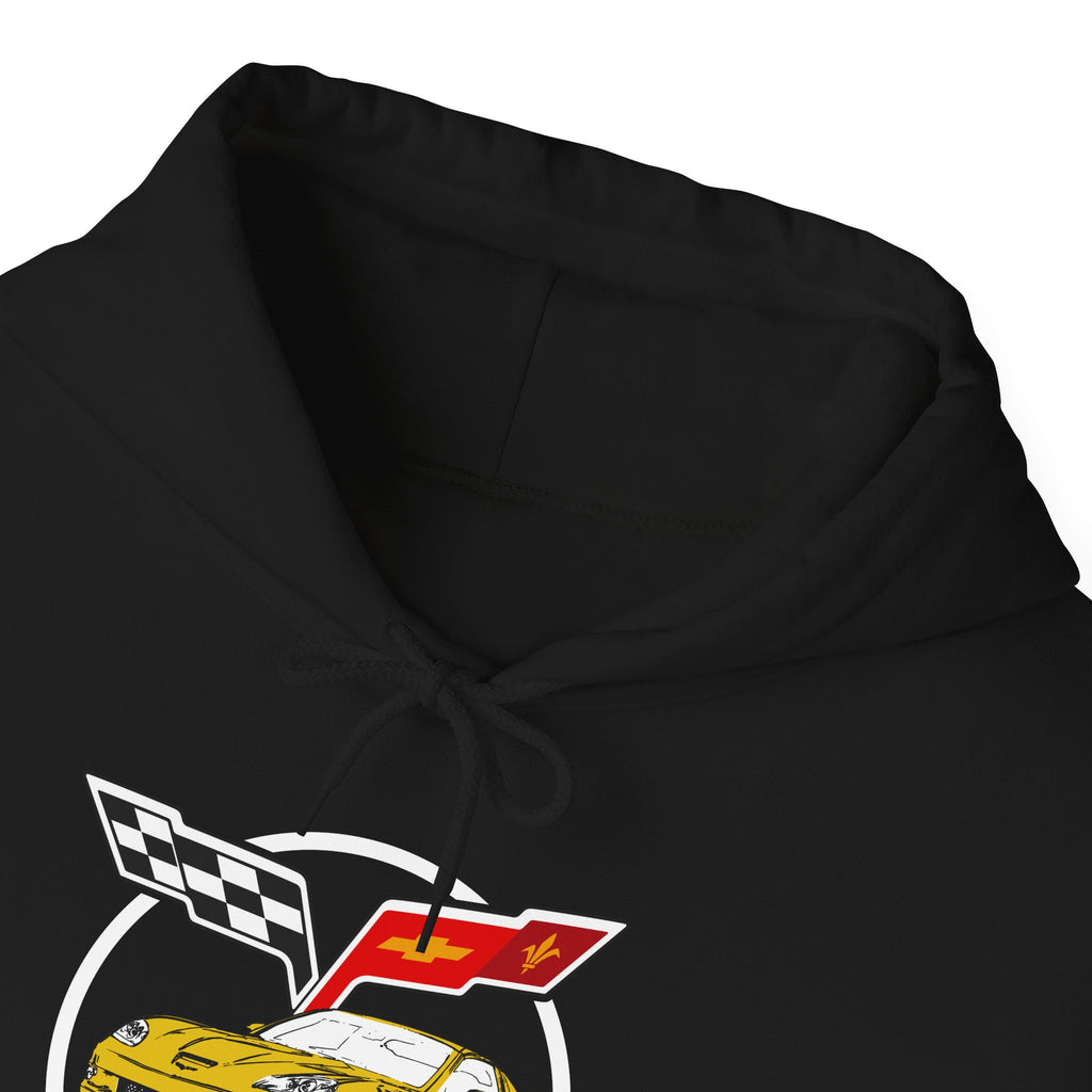 C6 Corvette Personalized Custom Car Color Cotton Blend Hooded Sweatshirt- YELLOW