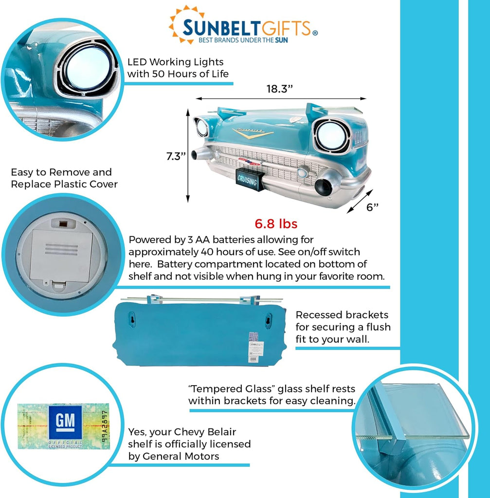 1957 Bel Air Wandregal aus Polyresin mit batteriebetriebenen LED-Scheinwerfern