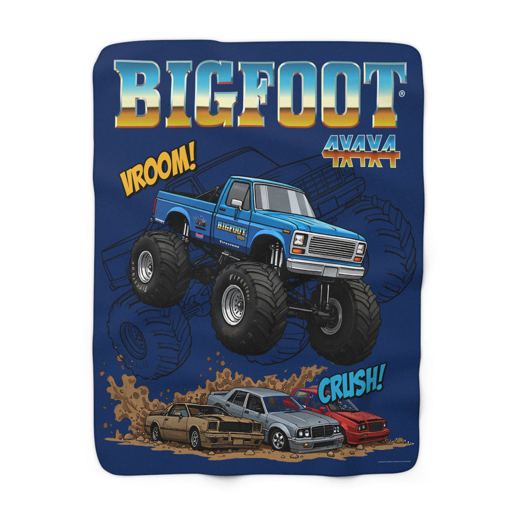 BIGFOOT 4X4X4® "Vroom! Crush!" 50x60 USA-Made Sherpa Blanket — Ultra-Soft Plush Throw