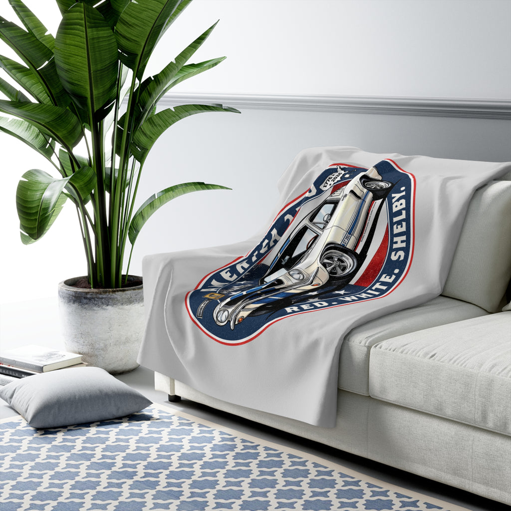 Shelby White GT350 "Red. White. Shelby." America 250 Premium Sherpa Blanket – 1776 to 2026