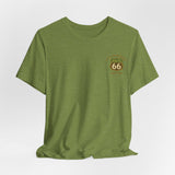 Legends of Route 66 100th Anniversary Landmark Map Design Cotton Front and Back Printed Short Sleeve Tee