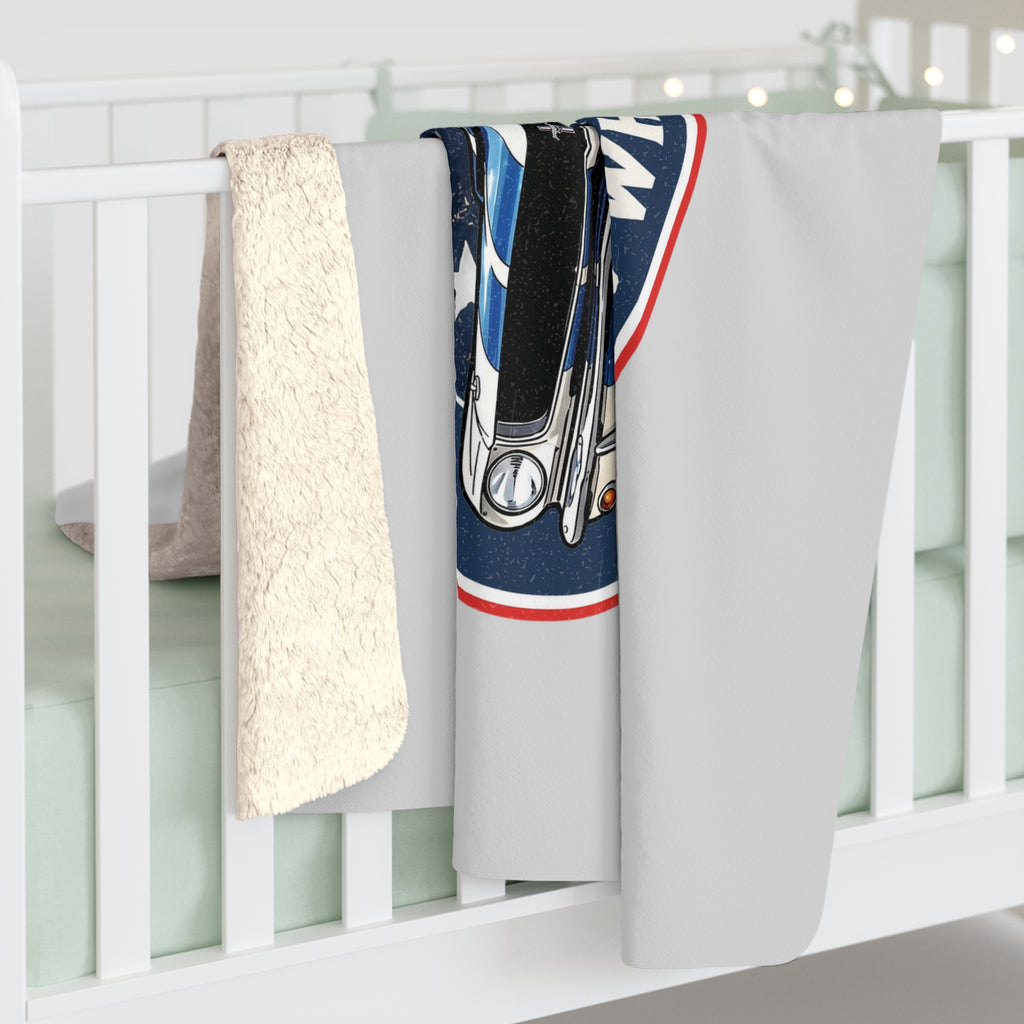 Shelby White GT350 "Red. White. Shelby." America 250 Premium Sherpa Blanket – 1776 to 2026