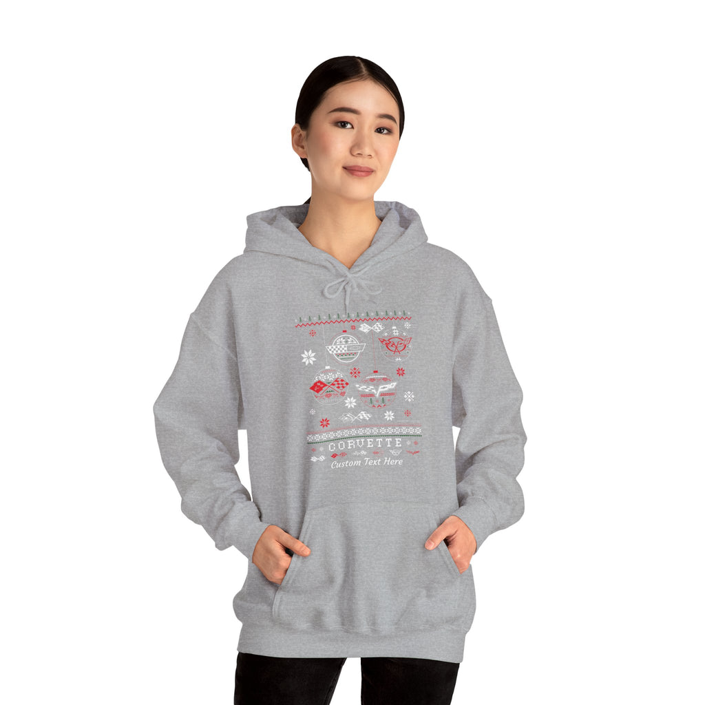 Corvette Ugly Sweater Christmas Personalized Cotton Blend Hooded Sweatshirt