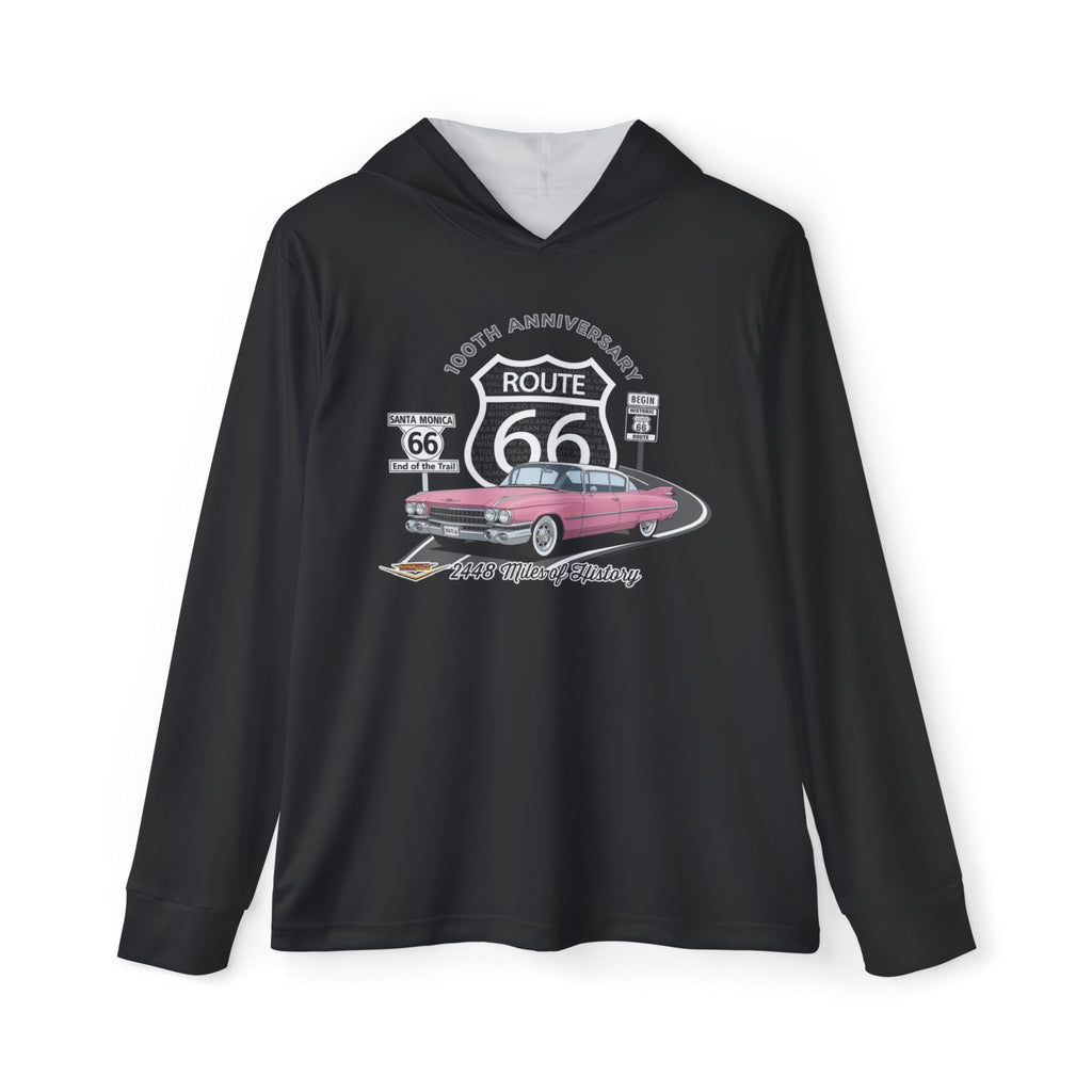 Pink Cadillac Route 66 100th Anniversary Performance Hooded Long Sleeve Shirt-Legends of Route 66