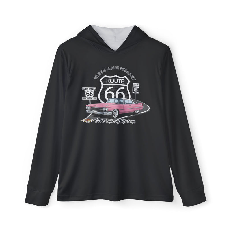 Pink Cadillac Route 66 100th Anniversary Performance Hooded Long Sleeve Shirt-Legends of Route 66