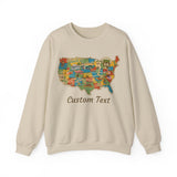 Legends of Route 66 100th Anniversary USA Map Personalized Fleece Crewneck Sweatshirt