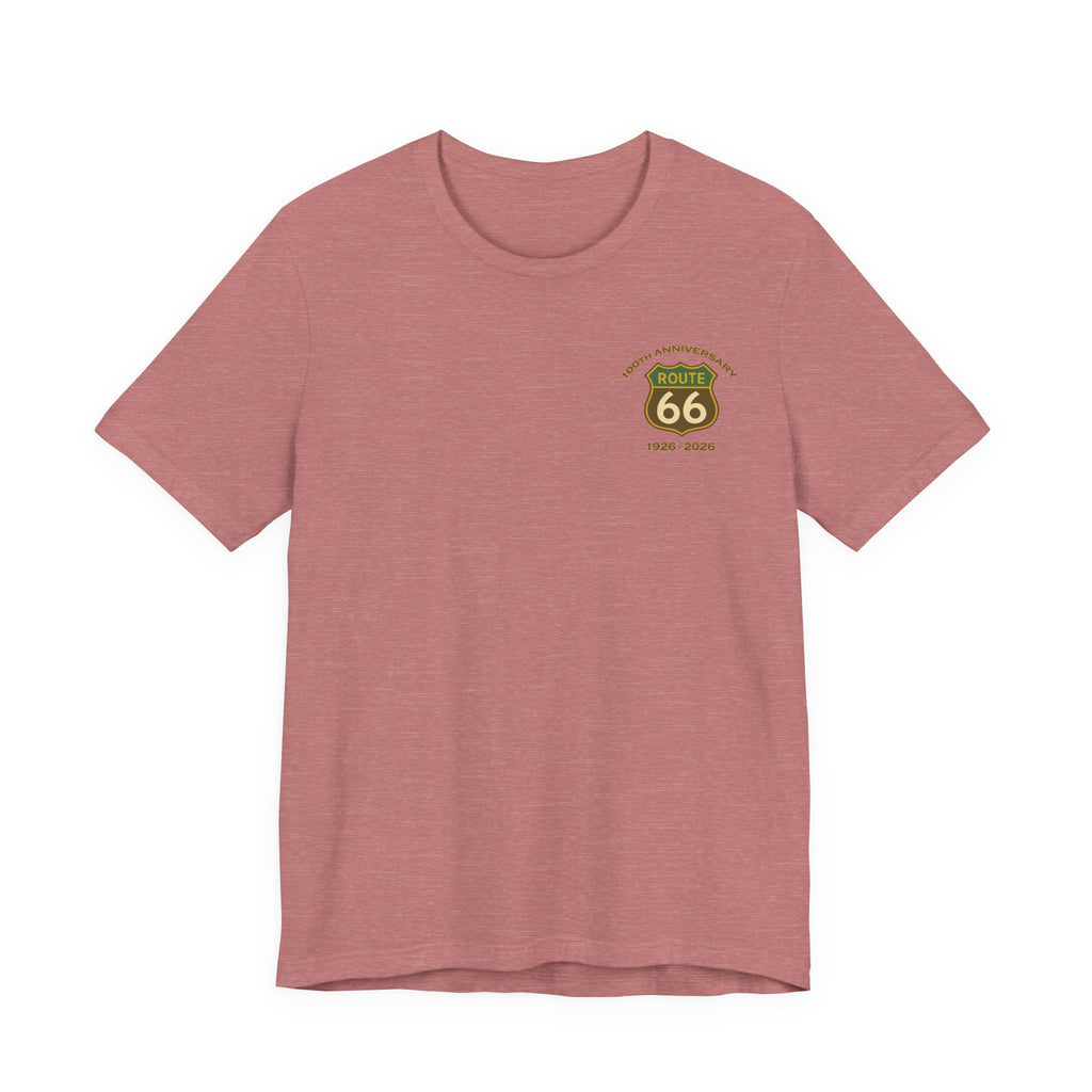 Legends of Route 66 100th Anniversary Landmark Collage Design Cotton Front and Back Printed Short Sleeve Tee